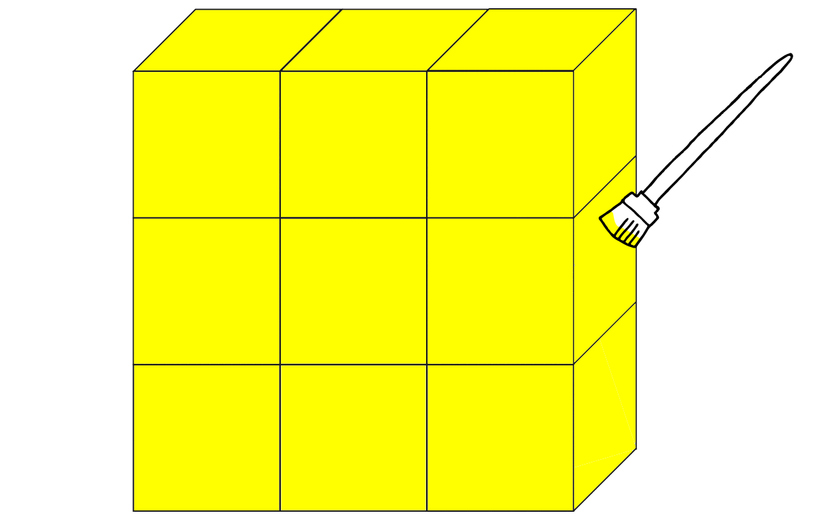 立方体を9個使って作った直方体に色を塗る