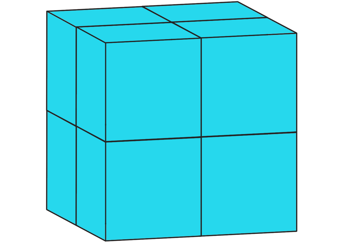 1辺が2cmの立方体を8個並べて作った立方体