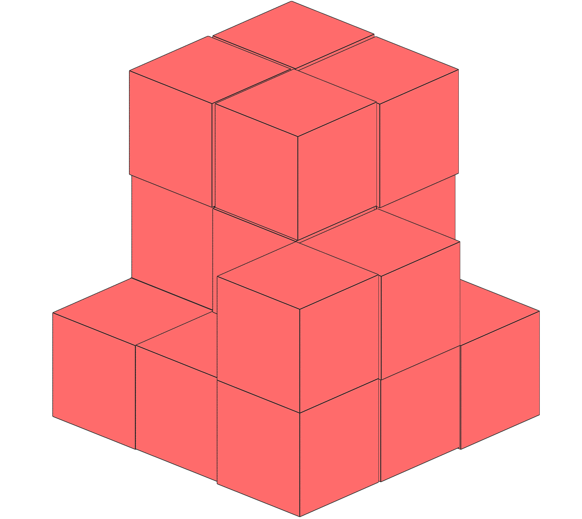 立方体のブロック19個を使って作った形