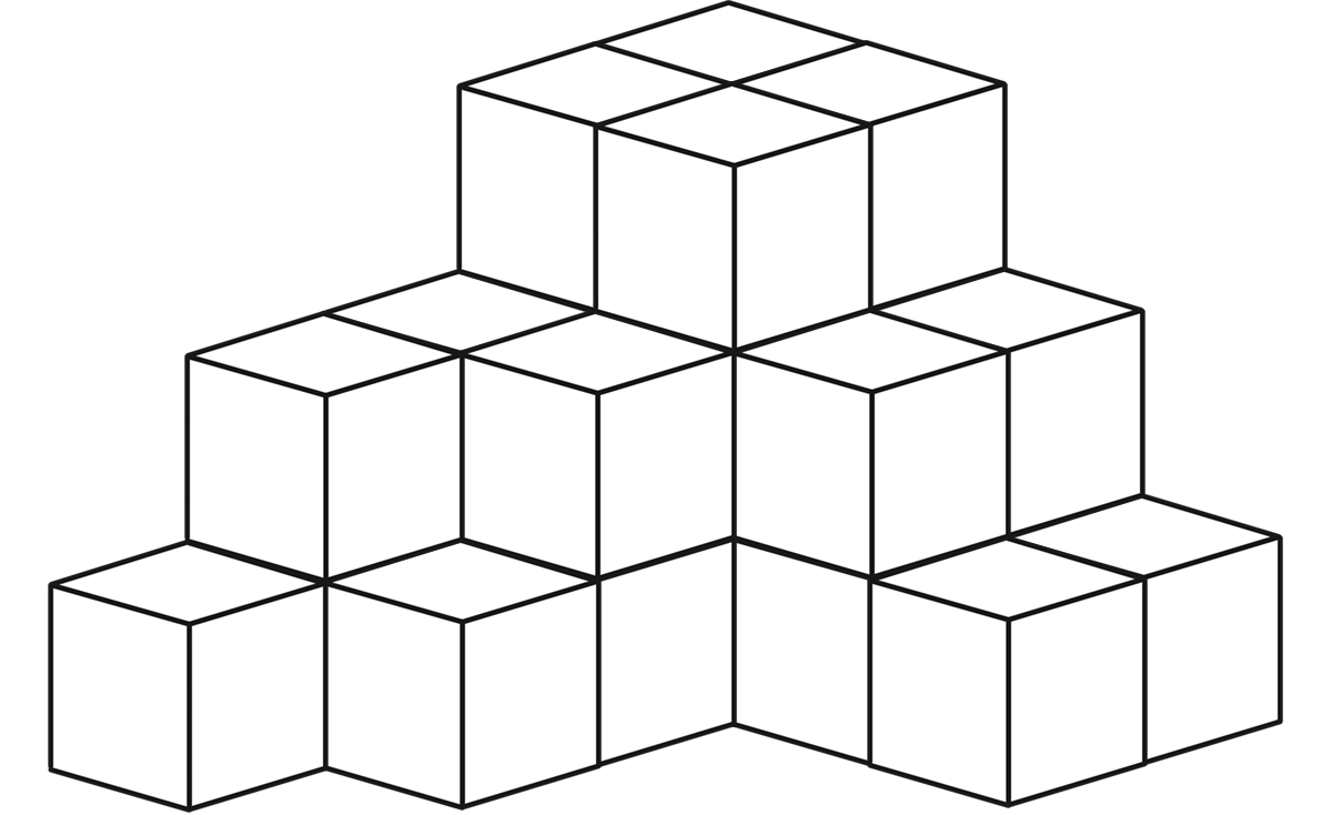 立方体のブロック26個を使って作った形