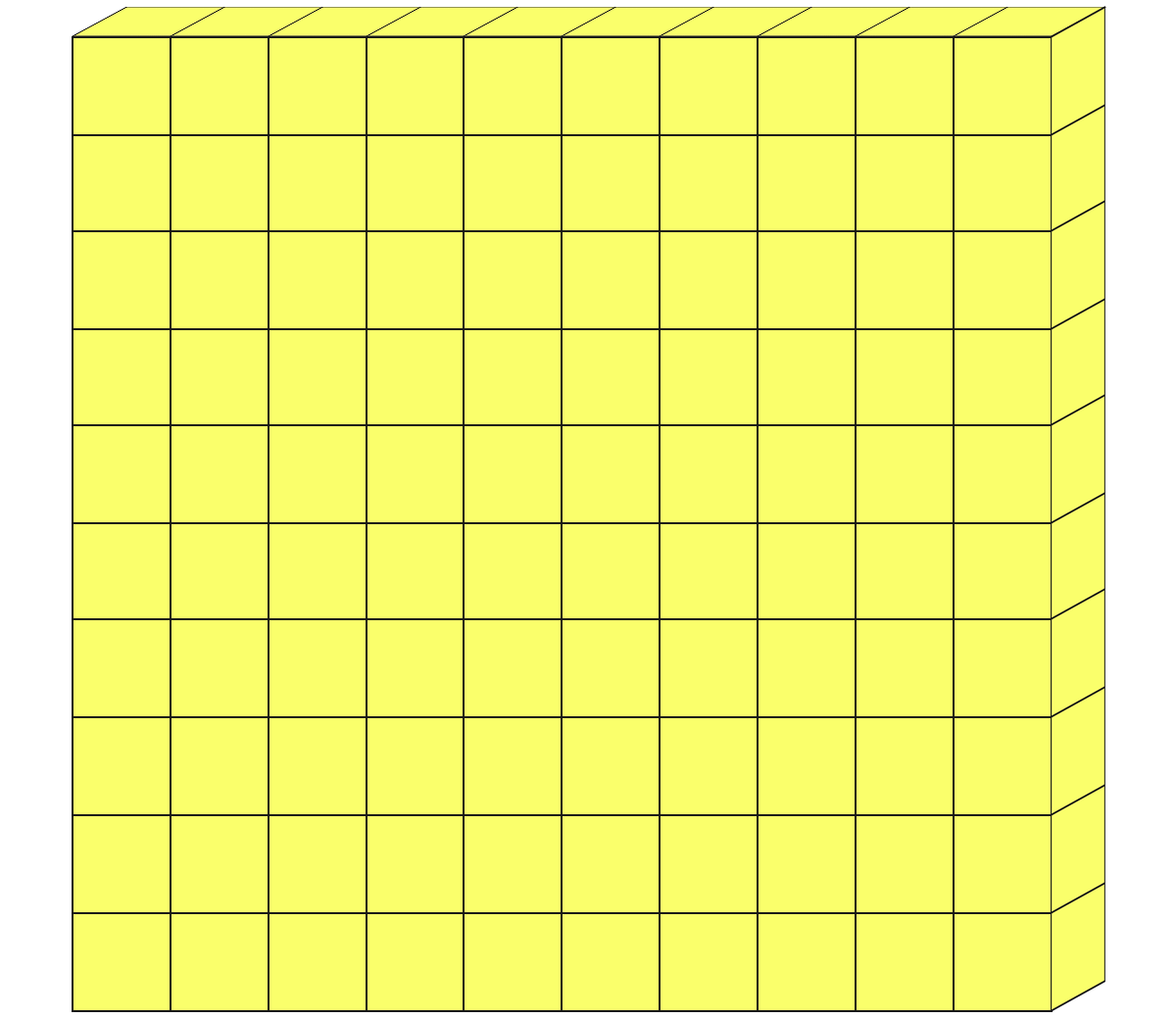 100個の立方体ブロックで作った直方体