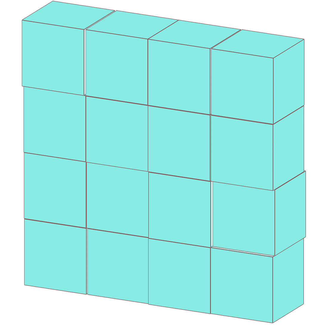 ブロックを16個重ねて作った直方体