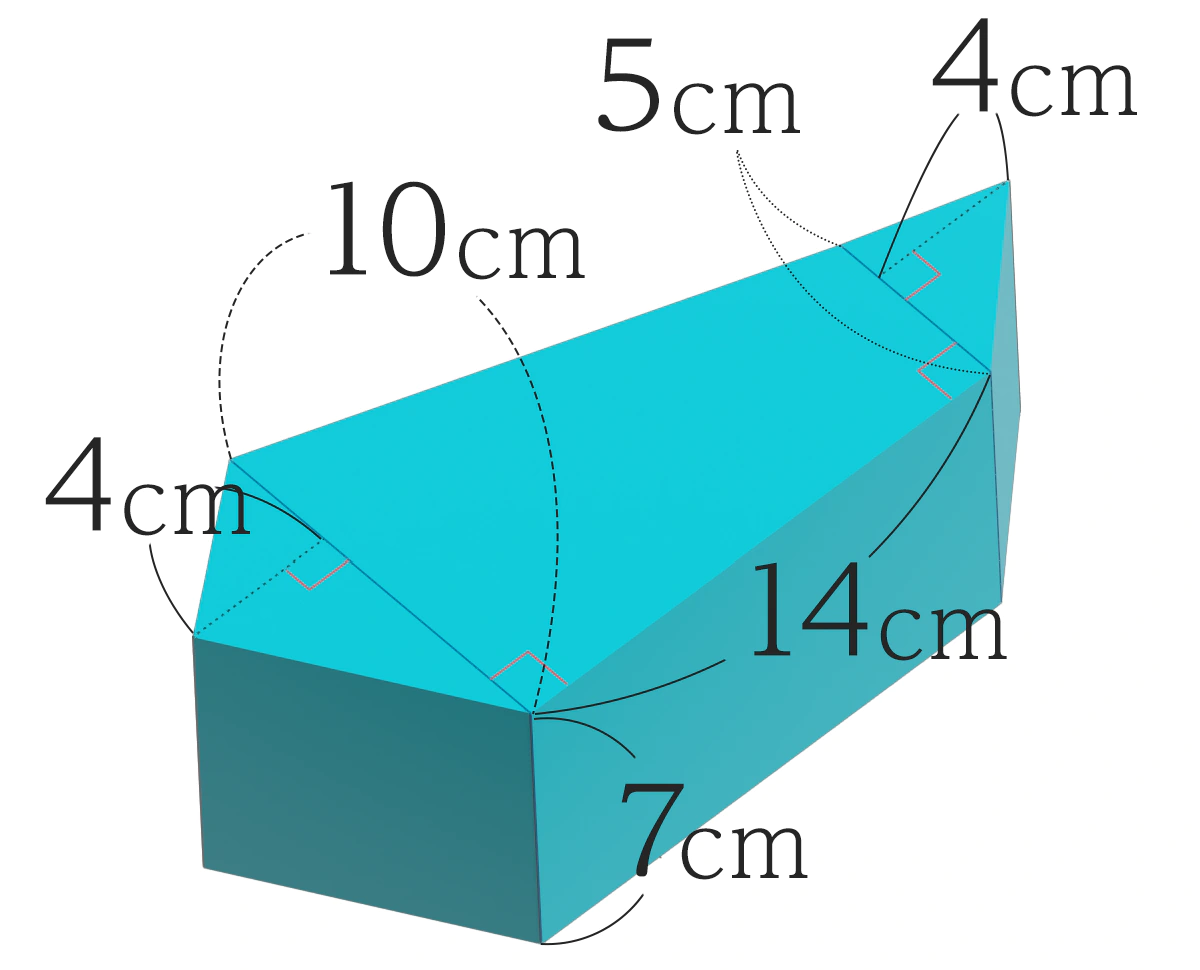 三角柱2つと底面が台形の四角柱を組み合わせた立体