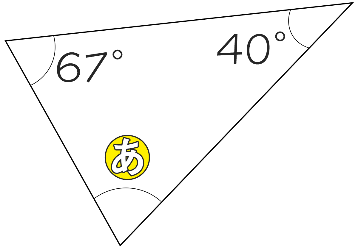三角形の内角が67°と40°のときもうひとつの角度は何度ですか