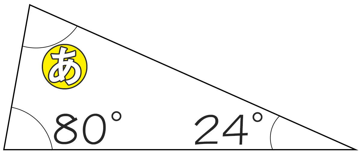 三角形の内角が80°24°のときもうひとつの角度は何度ですか