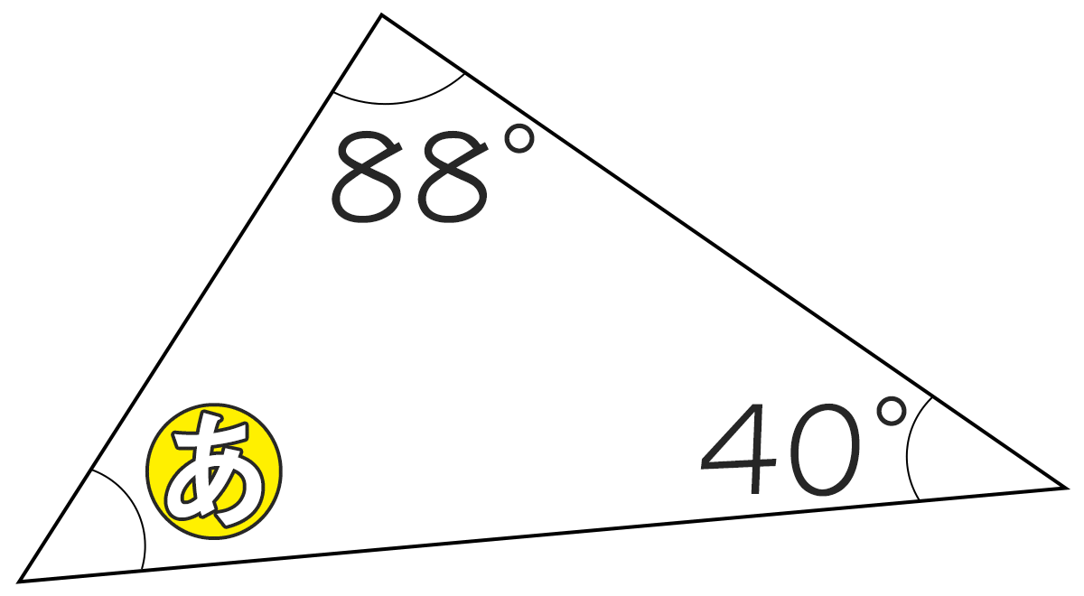 三角形の内角が88°40°のときもうひとつの角度は何度ですか
