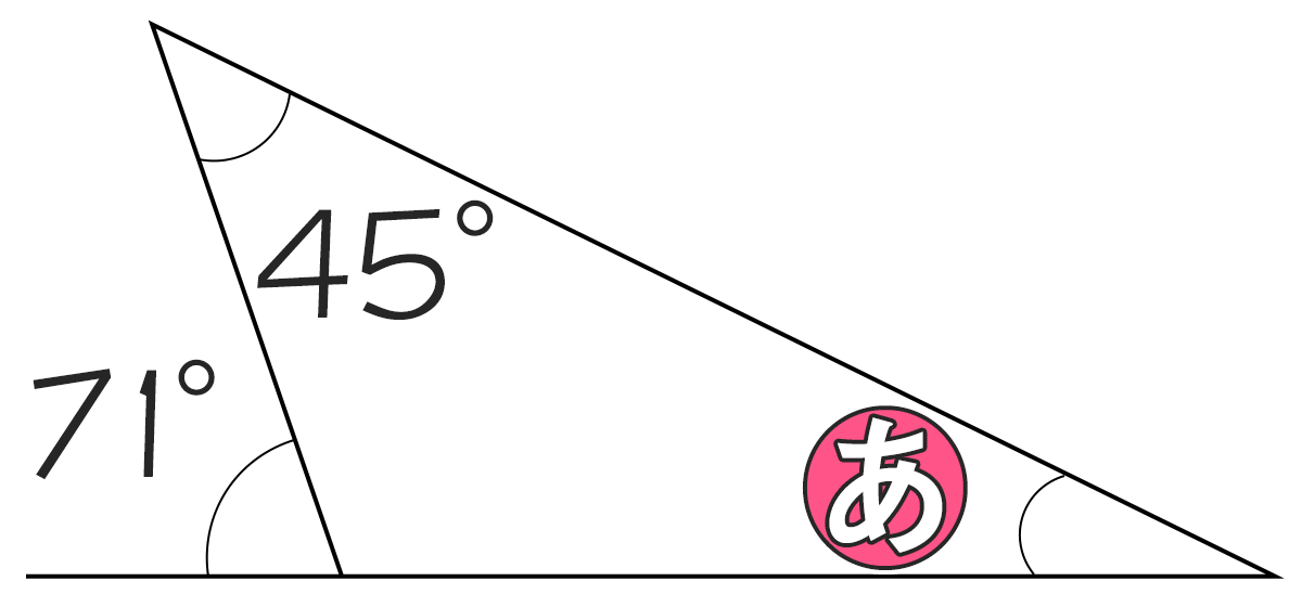 三角形の内角が45°、外角が71°のときもうひとつの内角の角度は何度ですか