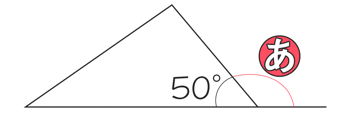三角形の50°の内角と隣り合う外角は何度ですか