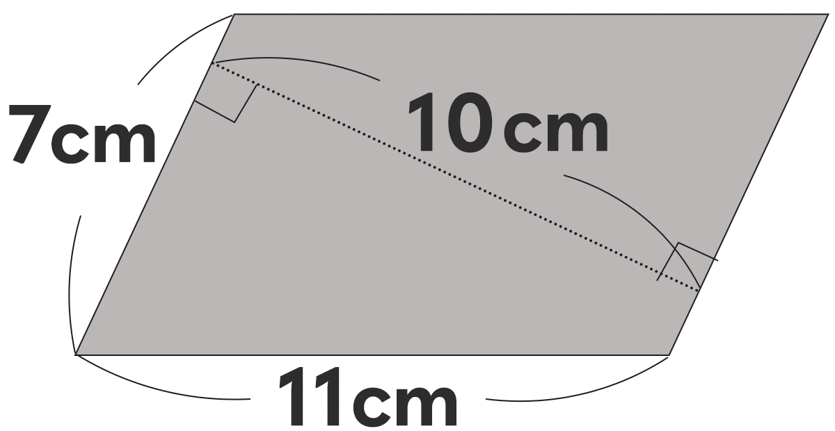 面積の問題 ｜ 底辺7cm、高さ10cmの平行四辺形の面積