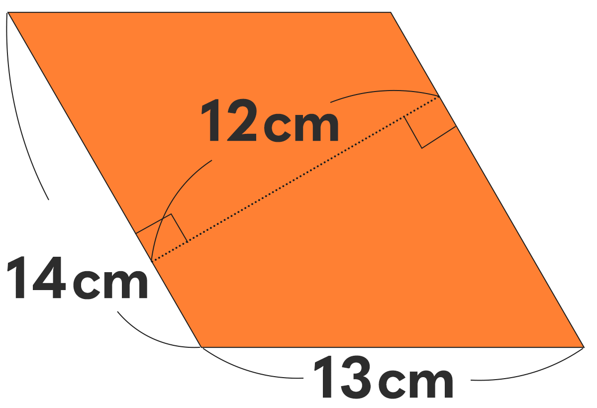 面積の問題 ｜ 底辺14cm、高さ12cmの平行四辺形の面積