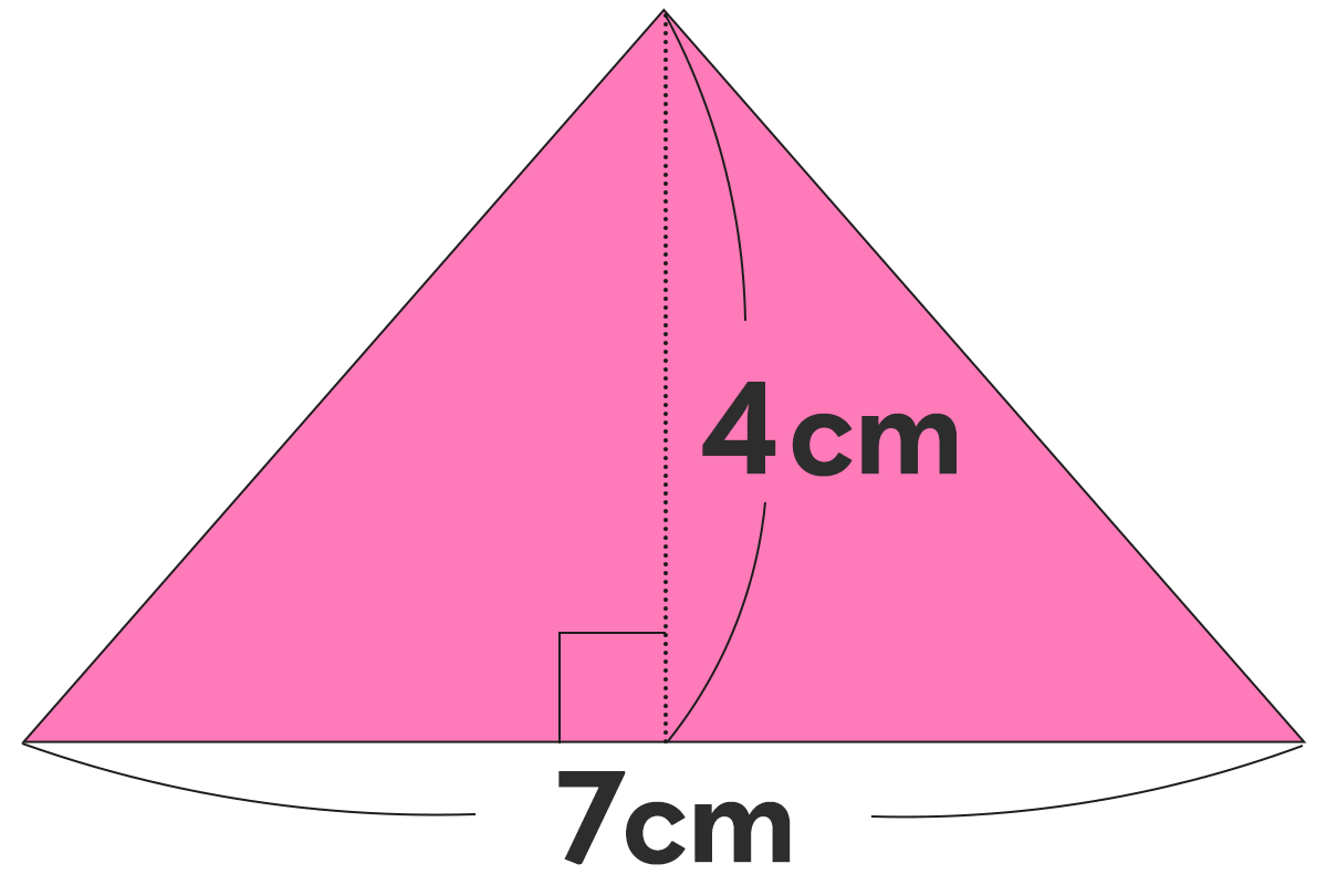 面積の問題 ｜ 底辺7cm、高さ4cmの三角形の面積