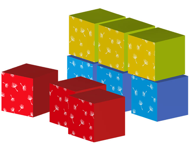 9個のブロックで作った立体図形の全貌