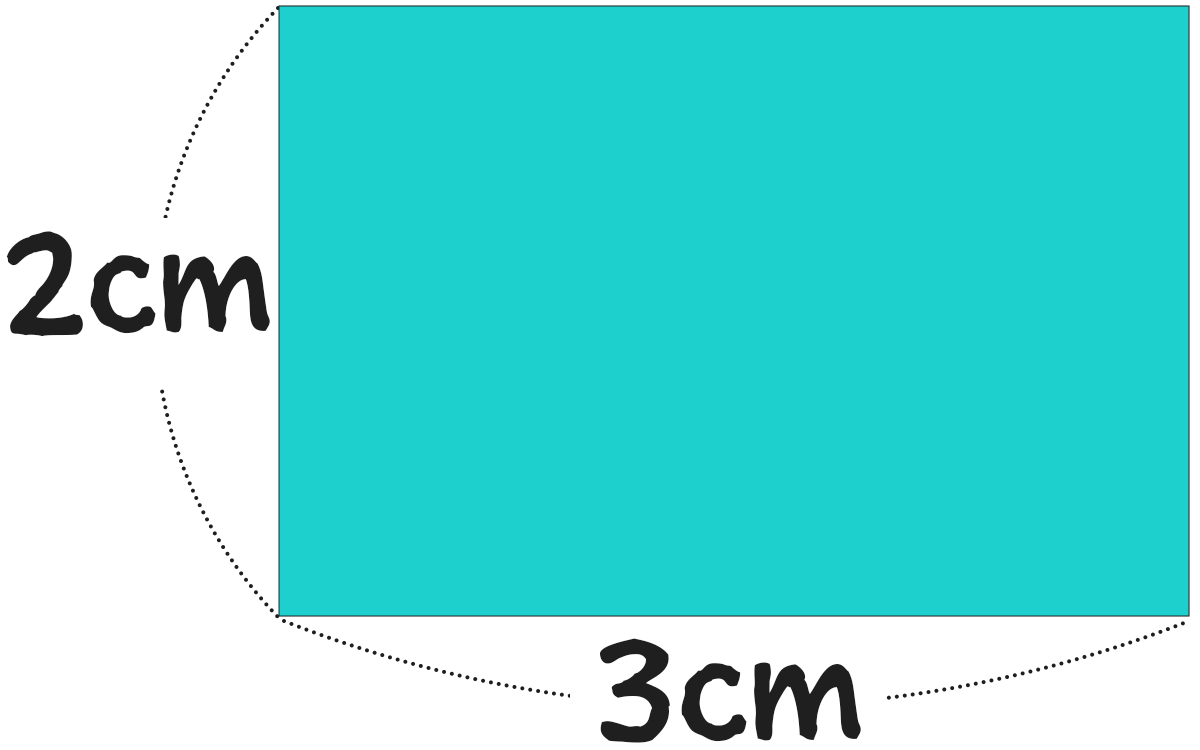 縦2cm横3cmの長方形の面積