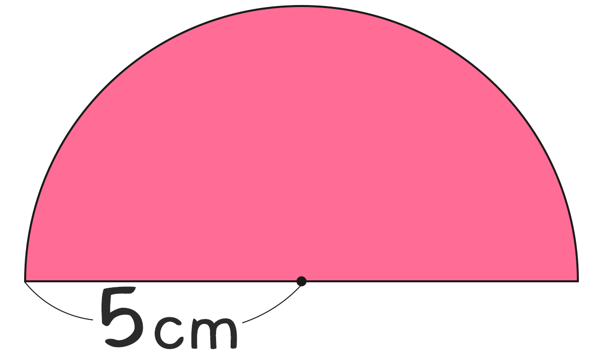 半円の面積と周りの長さ ｜半径5cmの半円