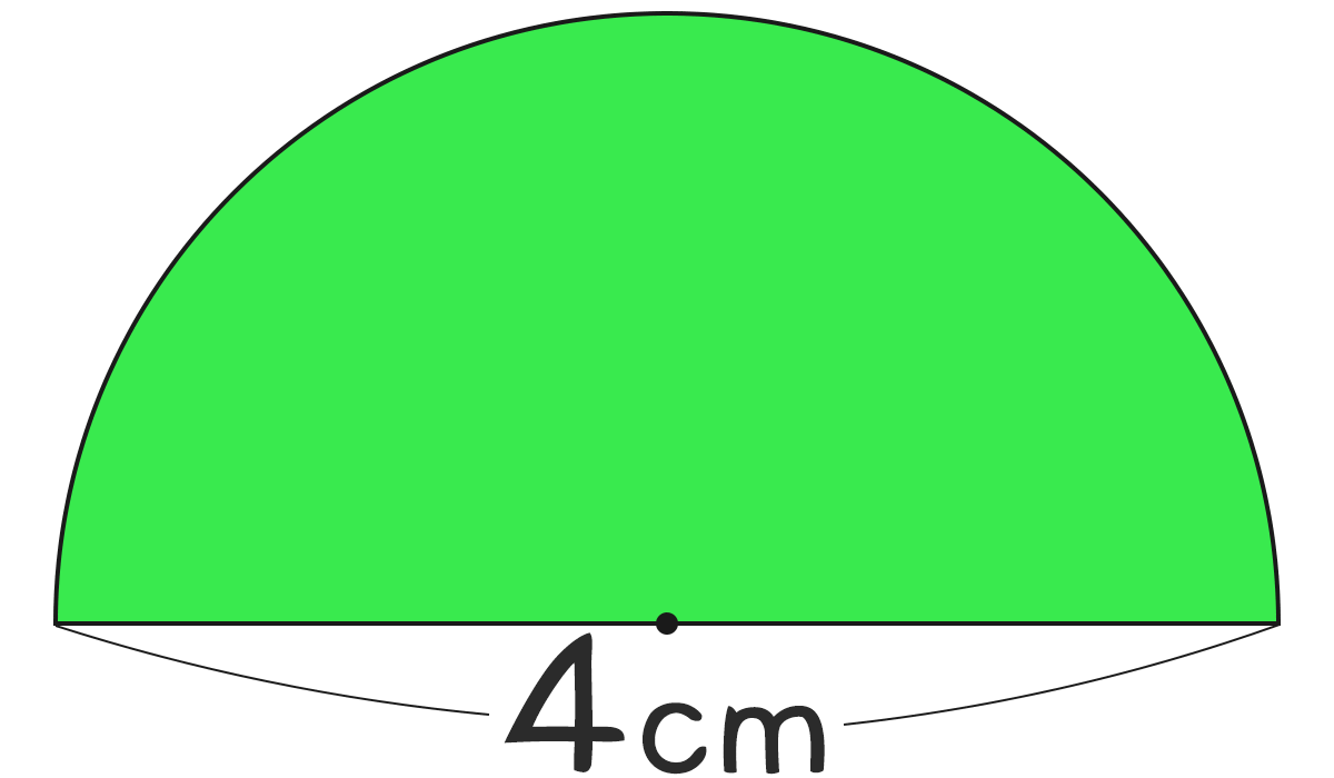 半円の面積と周りの長さ ｜直径4cmの半円