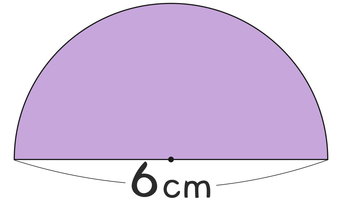 半円の面積と周りの長さ ｜直径6cmの半円