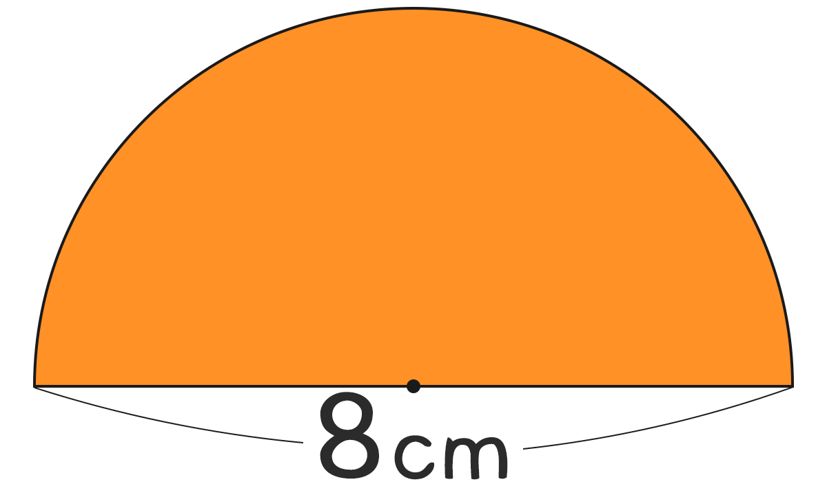 半円の面積と周りの長さ ｜直径8cmの半円