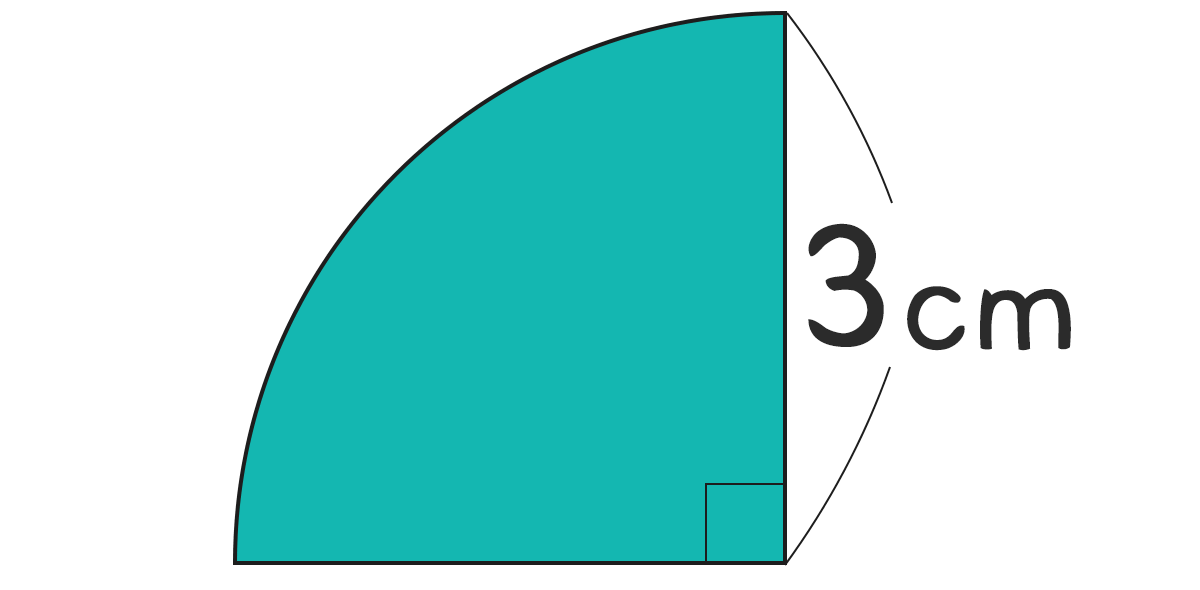 おうぎ形（四分円）の面積と周りの長さ ｜ 半径3cmの円の4分の1