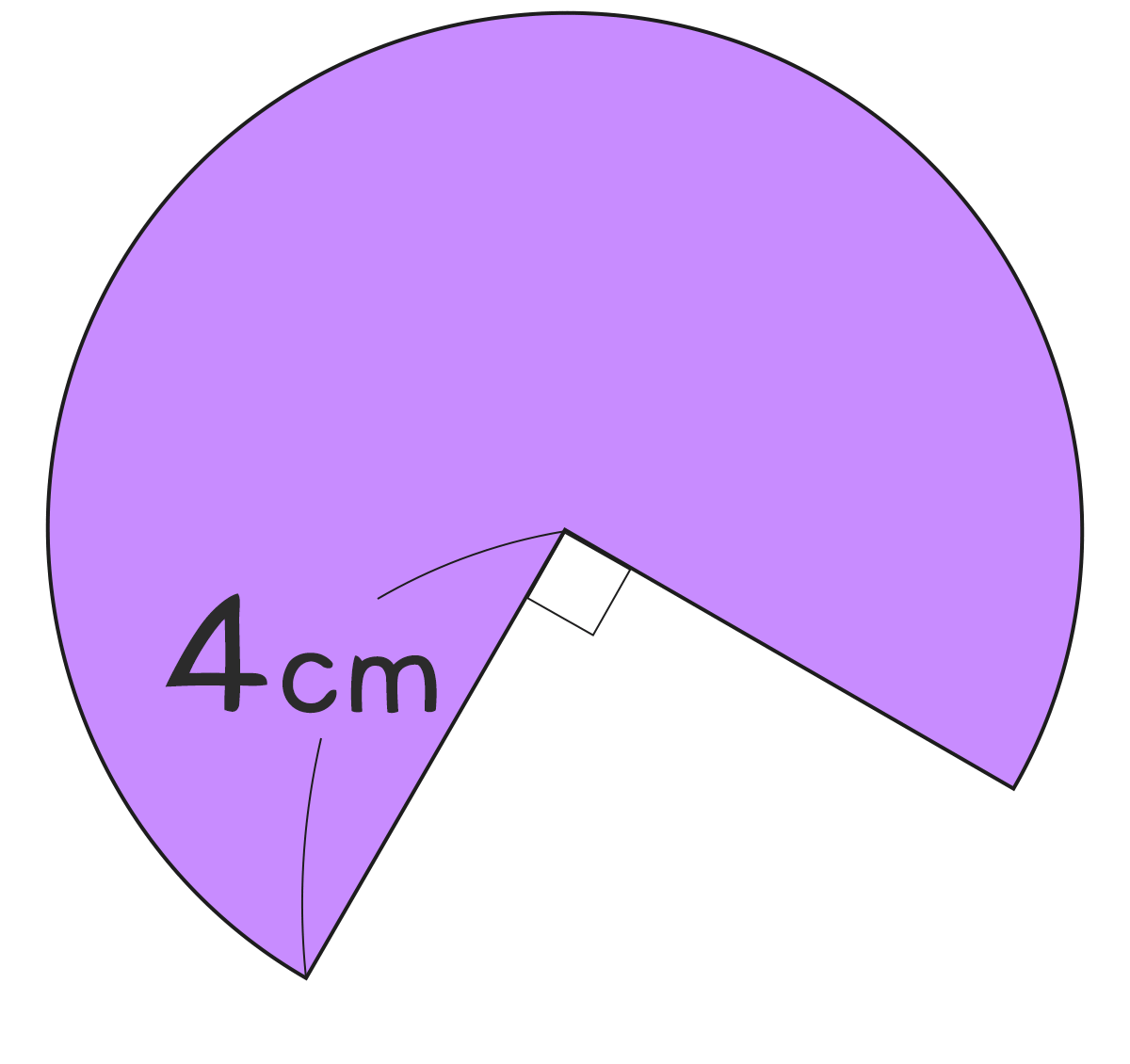 面積と円周 ｜ 半径4cmの円の4分の3