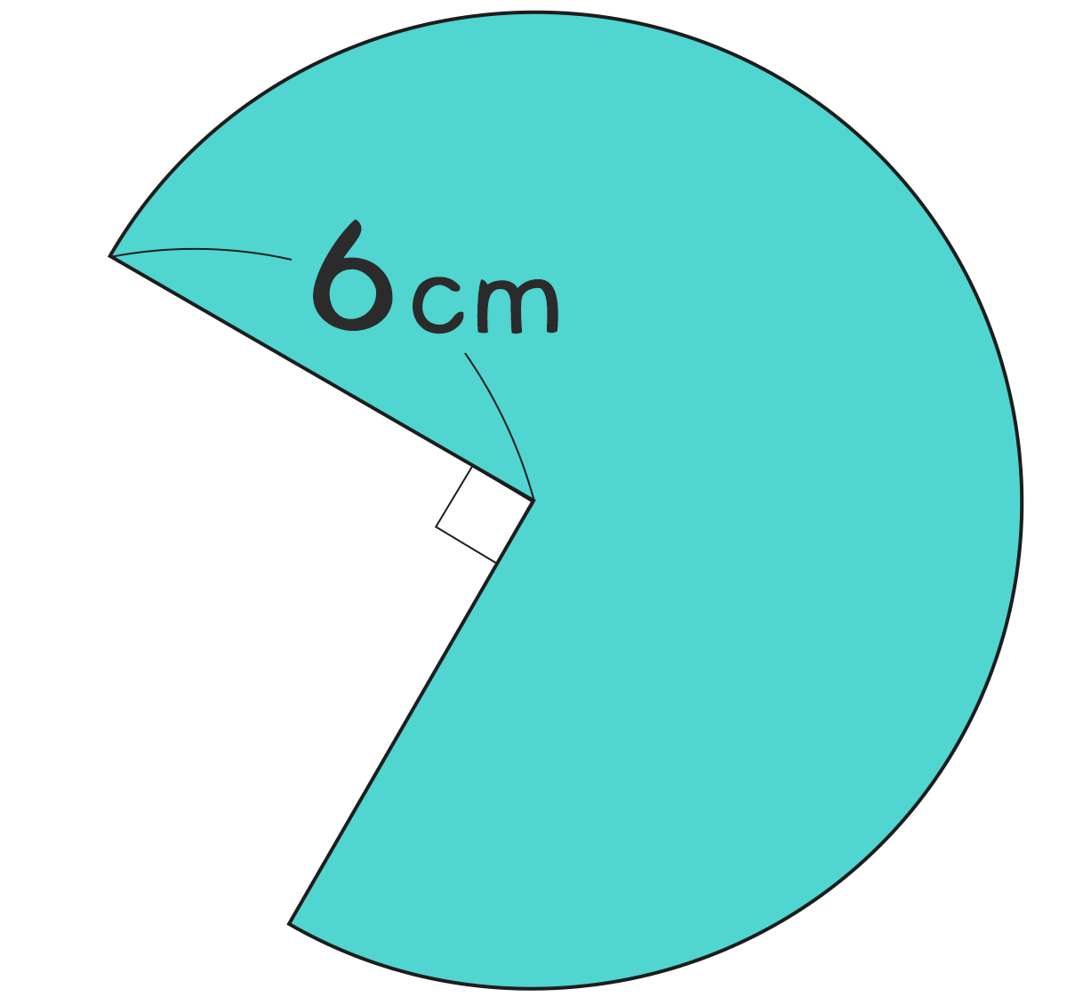 面積と円周 ｜ 半径6cmの円の4分の3