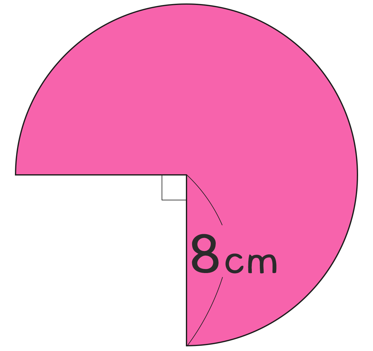 面積と円周 ｜ 半径8cmの円の4分の3