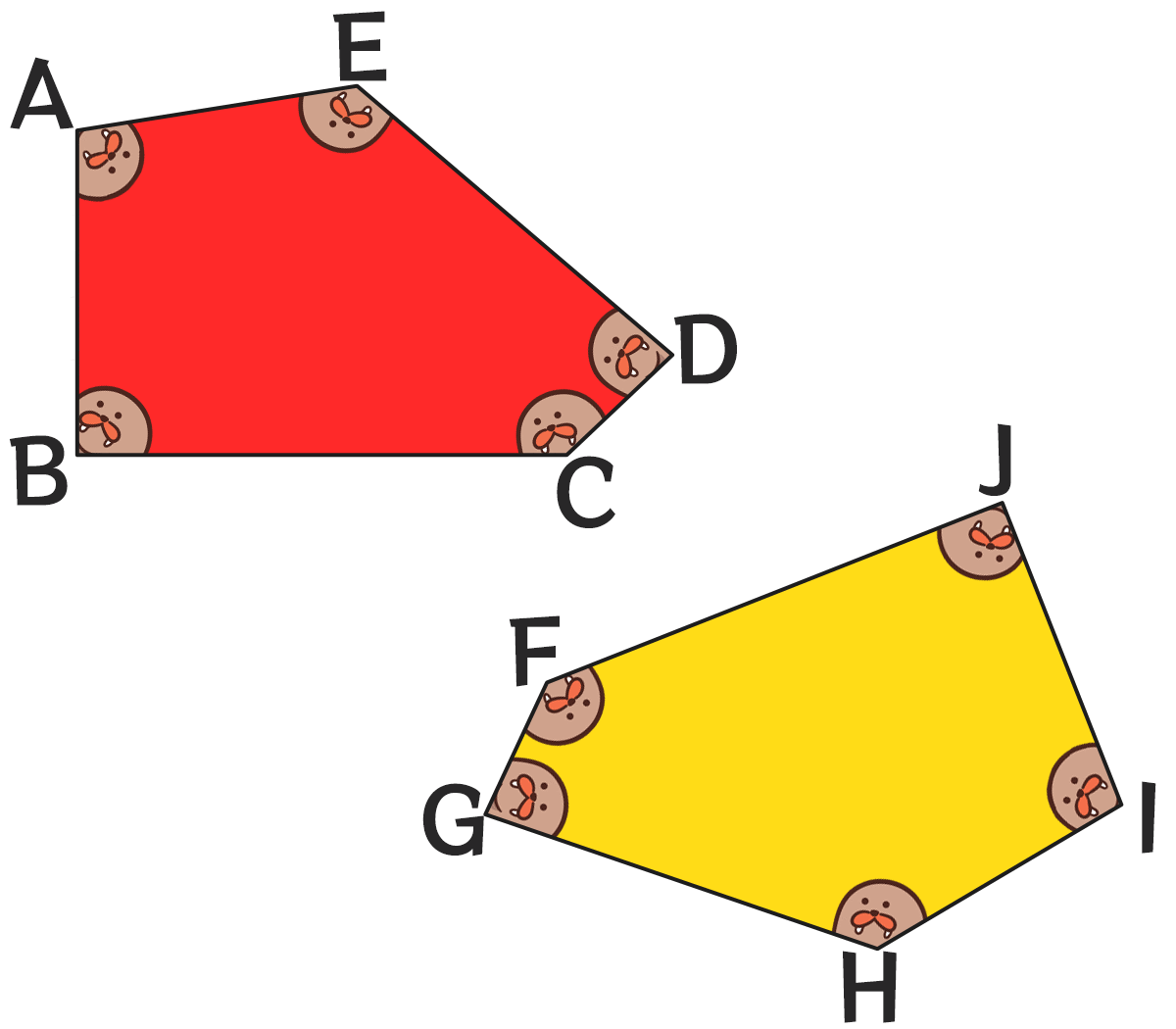 合同な2つの五角形 | 五角形ABCDEと五角形FGHIJ
